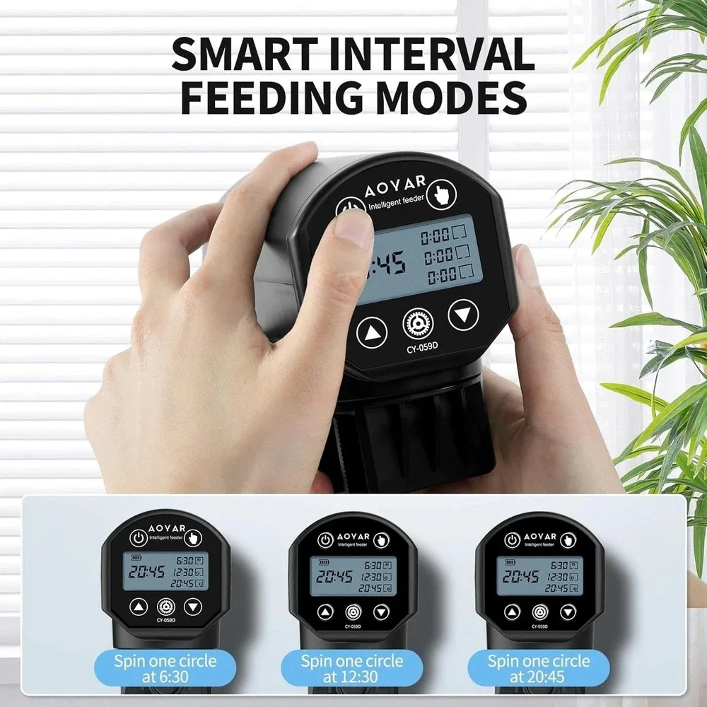 Automatic Fish Feeder‎ Dispenser for Aquarium: Rechargeable Auto Feeders Black